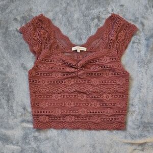 Charlotte Russe Mauve Lace Crop Top